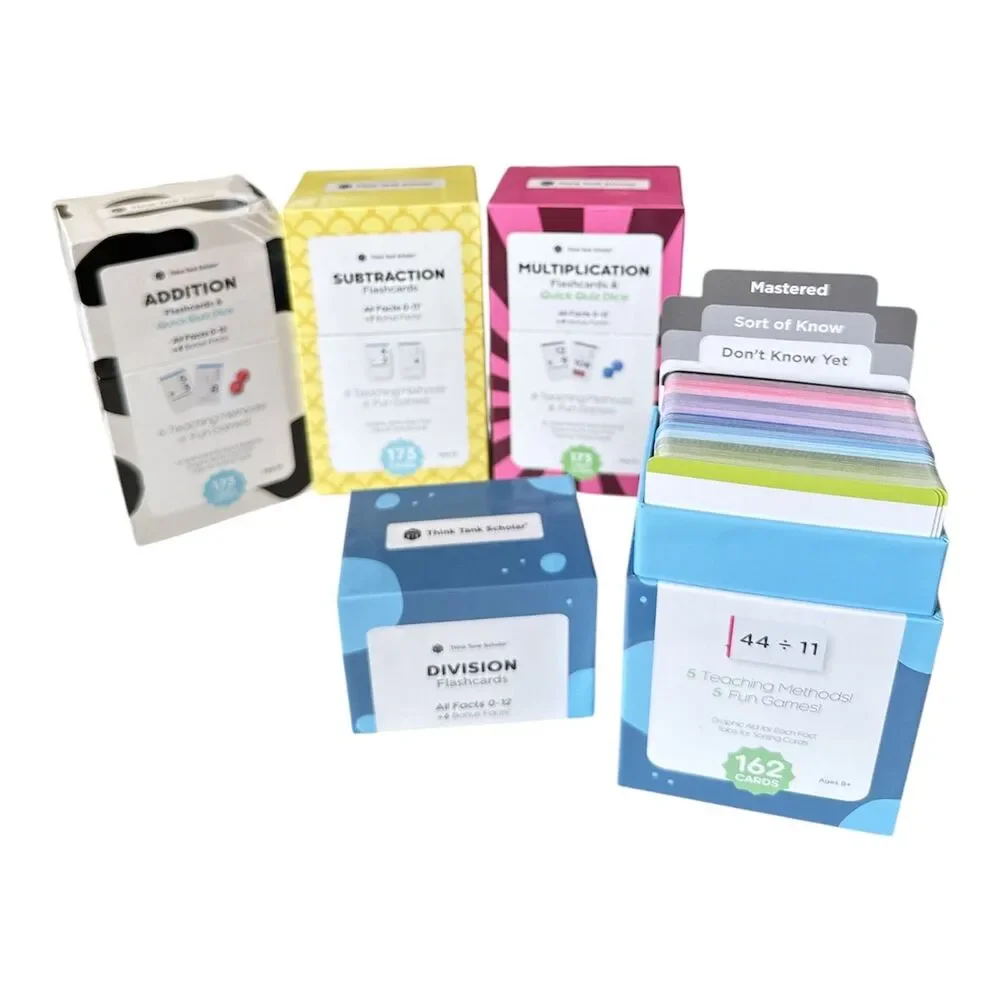 Math Flash Cards by Think Tank Scholar, Premium Set Add Subtract Multiply Divide